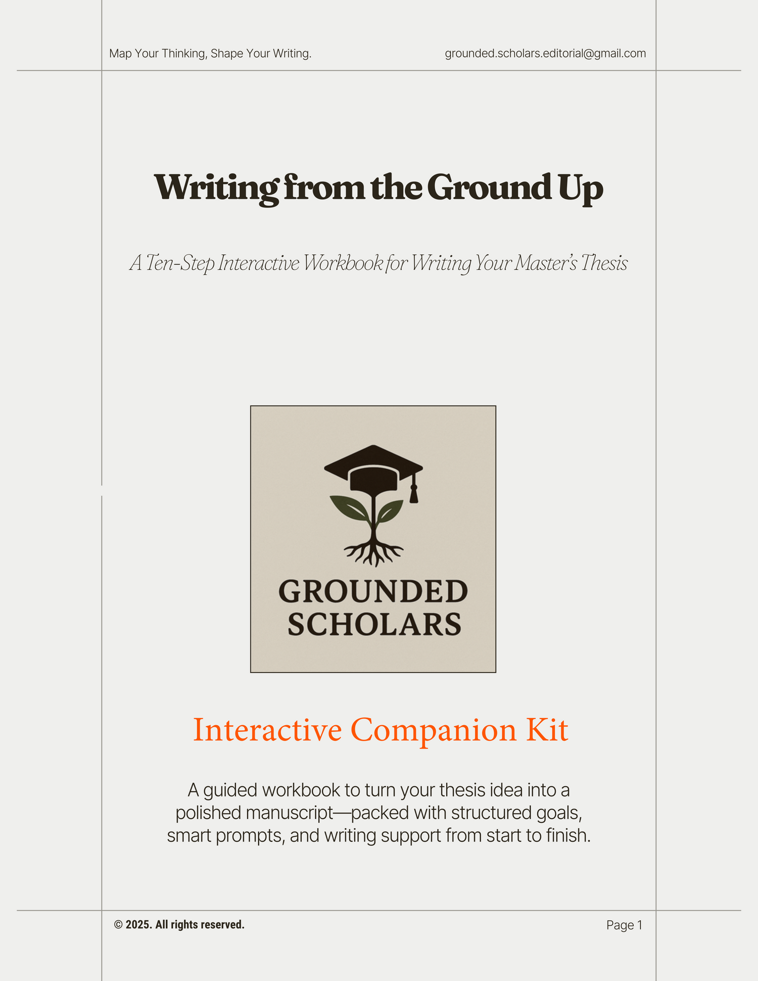 Writing from the Ground Up Workbook - Interactive Thesis Companion Kit